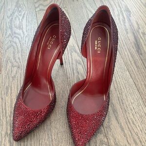 Gucci Red Crystal-Embellished Women's Heels